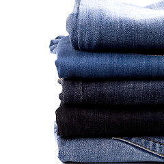 Image showing stack of blue jeans