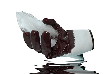 Image showing Glove hold blocks of ice 