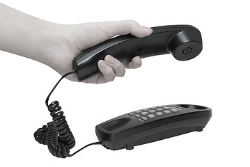 Image showing telephone with hands dialing