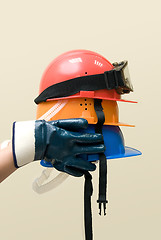 Image showing Colored helmets
