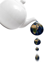 Image showing Teapot with drop of water as planet.