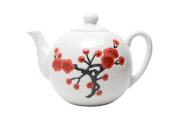 Image showing Teapot in asian style with flowers