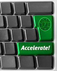 Image showing Computer keyboard,  with green 