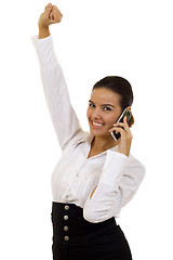 Image showing attractive businesswoman with mobile phone