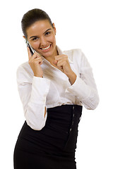 Image showing excited businesswoman on the phone