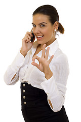 Image showing businesswoman on the phone ok sign