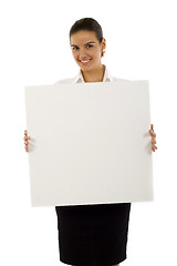 Image showing businesswoman showing empty white board