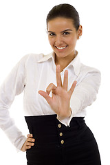 Image showing Young businesswoman indicating ok sign