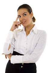 Image showing Attractive business woman thinking