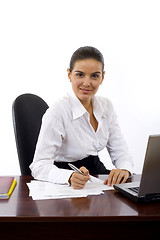 Image showing business woman signing a contract