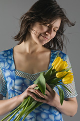 Image showing Woman with flowers