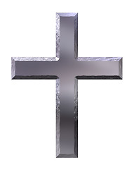 Image showing 3d silver cross with carved edges