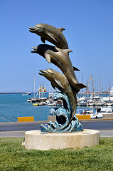 Image showing Dolphins statue