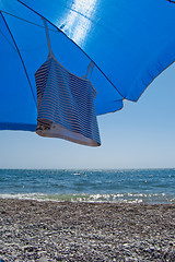 Image showing sunshade on the beach