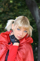 Image showing Blonde girl in red