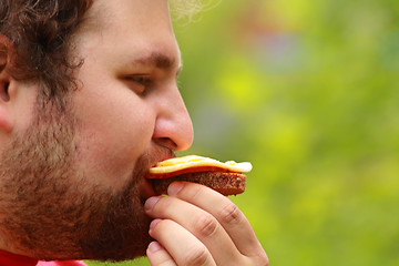 Image showing Man with sandwich