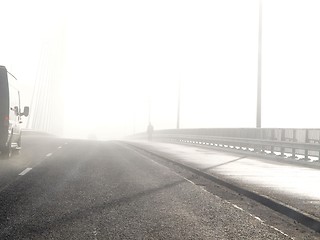 Image showing Driving in the Fog