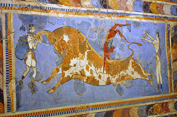 Image showing Ancient frescos, Heraklion, Crete, Greece.