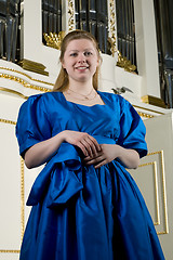 Image showing beautiful girl in blue dress