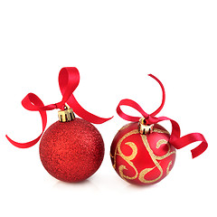 Image showing Red and Gold Christmas  Baubles