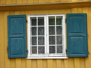 Image showing Open Shutters on Old Building 