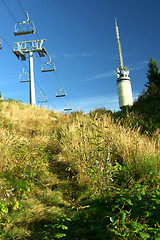 Image showing Chair lift in autumn, Oslo, Tryvan Winter Park