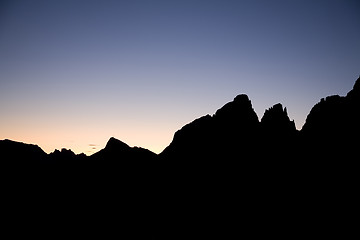 Image showing Dolomites in sunset