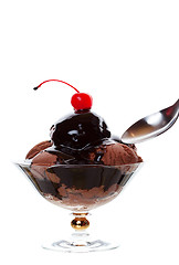 Image showing Chocolate Sundae With Cherry