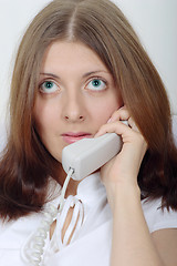 Image showing The cute girl speaking by phone