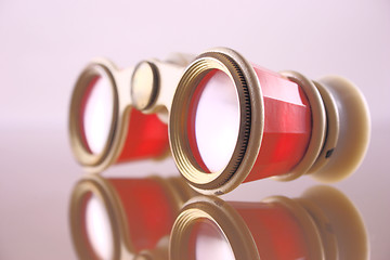 Image showing Old opera glasses on the blacked out glass