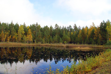 Image showing Autumn Colors On Rural Lake In Finland