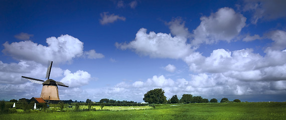 Image showing windmill in Dutch landscape