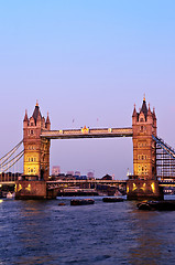 Image showing Tower bridge in London at dusk