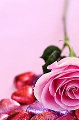 Image showing Valentine rose and candy