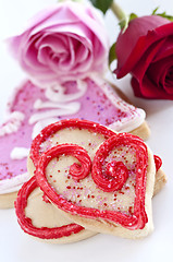 Image showing Valentines cookies and roses