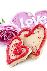 Image showing Valentines cookies and rose