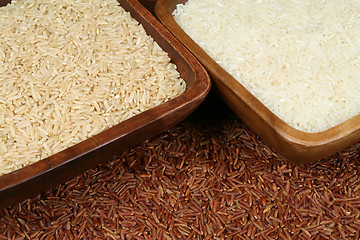 Image showing Red, white and natural rice