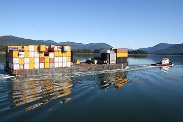 Image showing Tug Boat with Barge