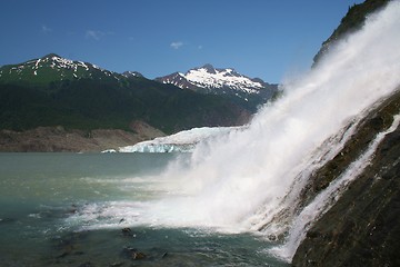 Image showing Alaska Waterfall with Glacier