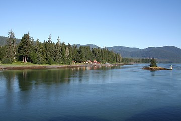 Image showing Cabins along Wrangell Narrows Alaska