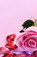 Image showing Valentine rose and candy