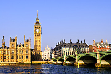 Image showing Big Ben and Westminster bridge