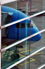 Image showing Passenger airplane nose reflection