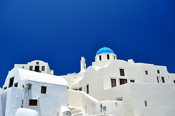 Image showing Chapel and white houses in Santorini Island