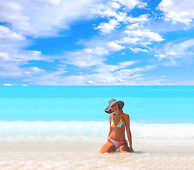 Image showing Woman enjoying the sea