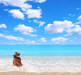 Image showing Woman enjoying the sea