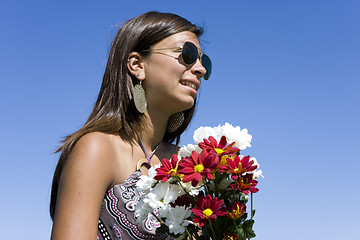 Image showing Girl & Flowers