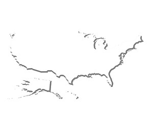 Image showing USA 3D White Map 