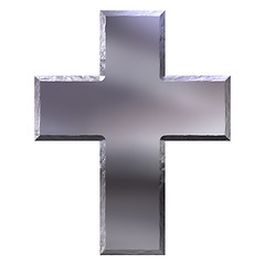 Image showing 3d silver cross with carved edges