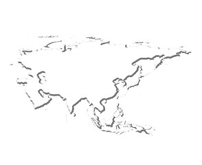 Image showing Asia 3D White Map